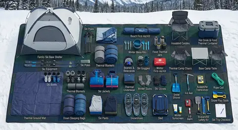 Skiing gear available to rent